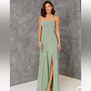Elegant Agave Maxi Bridesmaid Dress